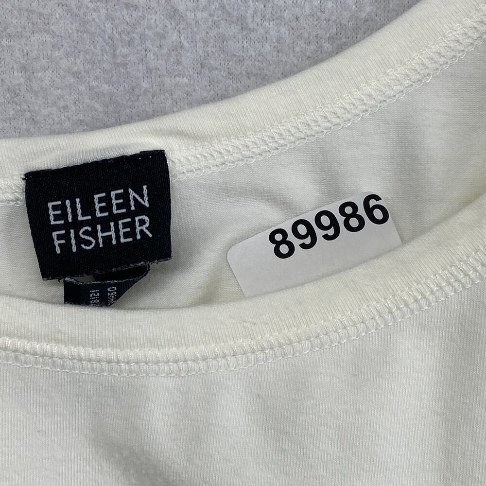 EILEEN FISHER Tank Top L Cotton Stretch Jersey Scoop Neck Camisole White USA - Picture 9 of 9